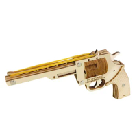 Semi-auto Rubber Band Cutting 3D Wooden Puzzle Gun Woodcraft Assembly Kit Revolver wooden toys Wooden Shooting Toy Guns Boys