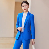 Formal Business Suits Uniform Designs Pantsuits for Women Autumn Winter Professional Office Work Wear Ladies Blazer Trousers Set
