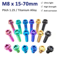 1pc M8x15-70mm Titanium Flange Head Inner and Outer Hex Socket Bolt Motorcycle Caliper Front Fork Handlebar Modification Screws