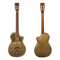 Aiersi Brand Cutway Vintage Bell Brass Travel Highway 61 Parlour Resonator Guitar Free Case