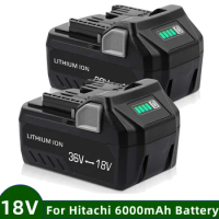 18V 6.0Ah Replacement Battery For Hitachi BSL36A18 BSL1815X BSL1815 BSL1820 BSL1825 BSL1830 BSL1840 BSL1850 Power Tools Battery