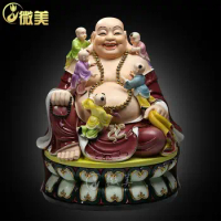 Dehua ceramics 18 inch five Maitreya Buddha smiling Buddha crafts furnishings Home Furnishing - Wish your kids a promising futur