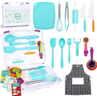 Kids Cooking Sets Real Kids Cooking & Baking Set with Storage Case Kid Safe Cutting Board Apron Cook