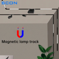 SCON Creative Magnetic Lamp Holder 34mm Width Aluminum 0.5M 1M Ceiling Recessed Suspended LED Magnet Mount Lights Track Rail