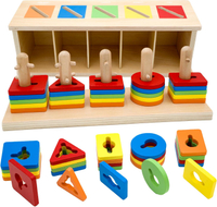 Montessori Wooden Sorting Stacking Toys Color Recognition Shape Sorter Building Blocks Shapes Puzzle