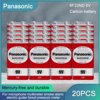 20PCS 100% Genuine Panasonic Greencell PP3 6F22 6LR61 MN1604 9V Block Heavy Duty Cell Battery