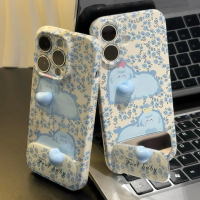 3D Heart Puppy Mirror Stand Case for Apple 16 Pro Max New iPhone 15 Precision Hole Film Case