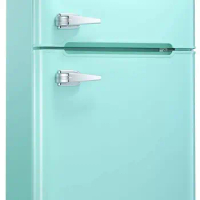 Compact Mini Refrigerator Separate Freezer, Small Fridge Double 2-Door Adjustable Removable Retro Stainless Steel