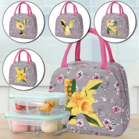Portable Fridge Thermal Bag Women Children's School Thermal Insulated Floral Letter Lunch Box Tote Food Small Cooler Bag Pouch