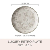 Luxury Retro Plate / Piring Retro / Piring Keramik Premium / Piring Estetik / Piring Embossed / Piri