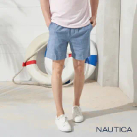 【NAUTICA】舒適純棉鬆緊抽繩短褲(藍色)