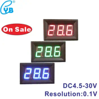 LED Digital Voltage Meter DC 4.5-30V Voltage Detector DC Volt Panel Meter Volt Tester for Motocycle E-Bike Red Blue Green 0.56''