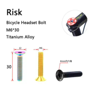 1pcs M6*30mm Titanium Bike Headset Bolt Bicycle Stem Top Cap flat head Screw for MTB Road Bicycle M6x30mm