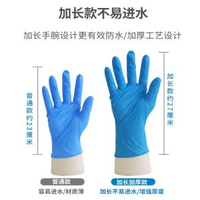 英科醫療丁腈手套 加長設計 廚房家務清潔 食品級安全- 加長款   藍色丁腈   1盒100隻（醫用級+食品級） S