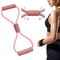 Exercise Rubber Resistance Band 8-Word Type Pink TPE Equipment Workout Elastic Pull Gym Rope H3I6