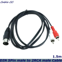 5 pin DIN Plug, male to 2RCA male, Converter Cable Audio Cable for Electronic Bang Olufsen Naim Quad Stereo System 1.5m