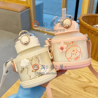 480ml耐熱玻璃杯奶瓶杯子 水杯女生高顏值可愛带吸管大人【淘夢屋】