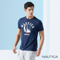 Nautica 男裝 品牌帆船印花短袖T恤-深藍色