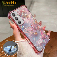 เคสโทรศัพท์, WenHui, สำหรับ Samsung A15, A25, A55 5G, ชุบด้วยไฟฟ้า, เปลือกนิ่มสี่มุม, ลายผีเสื้อ 3D,
