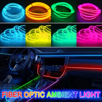 Car EL Wire String Strip Rope Tube Light Interior Decorative Party Atmosphere LED Lamp Neon Lighting Flexible Decorated Prop