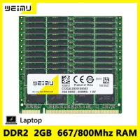 Wholesale 10/30/50Pcs DDR2 2GB SODIMM Memories RAM PC2 6400 5300 200Pin 667 800Mhz Compatible All Motherboards Laptop Memory Ram