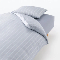 【MUJI 無印良品】萊賽爾纖維枕套/50/藍色直紋