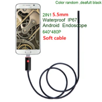 2in1 5.5mm 1M 2M 5M USB Cable Waterproof 6LED Android Endoscope 1/9 CMOS Mini USB Endoscope Inspection Camera Borescop