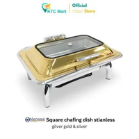 OBLEROME Prasmanan Roll Top Silver Gold Premium Buffet Pot Stainless ELDORA-GOLD