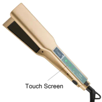 Touch Screen MCH Wide Plate Gold Brazilian Keratin Treatment Titanium 230℃ Professional Permanent Flat Iron Hair Straightener