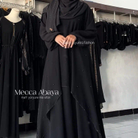 MECCA ABAYA - Abaya Hitam - Matt yoryune mix sifon by Asy Syakira Fashion