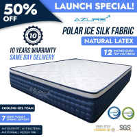 Azure™ Cool Max| 12 Inch Euro Top, Cooling Ice silk Fabric + Latex + Cool Gel Pocketed Spring Mattre