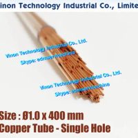 (100PCS/LOT) 1.0x400MM EDM Copper Tube Single Hole, Copper EDM Tubing Electrode Tube Single Channel, Diameter 1.0mm, 400mm Long