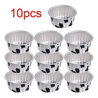 10pcs Cow Round Tinfoil Bowl Box Air Fryer Special Aluminum Foil Household Commercial Oven Mold Bowl Cake Baking Tray