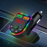 Car Bluetooth Multifunction Adapter 5.3 FM Dual USB Port Quick Charge Adapter Wireless Hands Free Audio Receiver MP3 Player