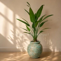 Pot Tanaman Terakota / Vas Besar Model Gentong Rusty Blue Sea Gold