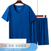 Men's Pajama Set Ice Silk Homewear Short Sleeve Shorts Youth Sports Set Base Shirt Summer Thin