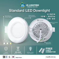 EL - Lampu Plafon LED Downlight 4 Inch 10W 860 LM Bulat 3 Warna Cahaya Hemat Listrik