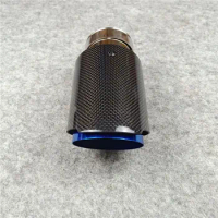 1 PCS Burnt Blue Exhaust Pipe Car Universal Stainless Steel Carbon Fiber Tailpipe Nozzle For Akrapovic Muffler Tip Tails Throat