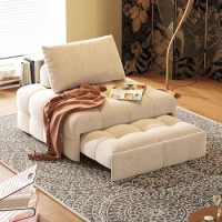 Fabric sofa small apartment living room dual-purpose leather art retro single sofa bed