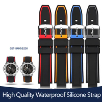26*14mm Silicone Watchband For Casio G-SHOCK Steel Heart GST-B400 GST-B200 Convex Rubber Leather Nylon Canvas Men's Watch Strap