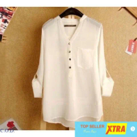 Baju Erisa white RO Blouse Wanita rayon bangkok putih Kekinian@@ Atasan Oversize Panjang Crinkle