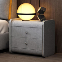 床頭櫃 科技布床頭櫃布藝簡約現代抽屜北歐儲物實木腳輕奢臥室免安裝邊櫃 快速出貨
