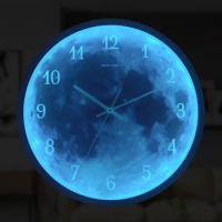 Galaxy One Millet Blue Moon Sound Control Luminous Luminous Wall Clock Home Decoration