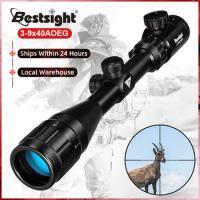 Bestsight 3-9x40 Rifle Scopes Tactical Optics Sight Red Green Illuminated with Objective Parallax Adjust Hunting Scopes