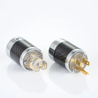 Pair Furutech Carbon Fiber Pure Copper Gold/Rhodium Plated US Version Audiophile AC Audio Power Plug