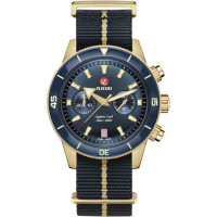 【Rado 雷達表】官方授權 Captain Cook 庫克船長300米潛水計時機械錶-藍/43mm R02(R32145208)