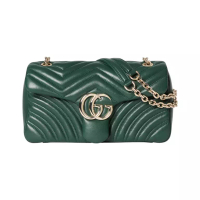 Gucci GG Marmont Medium Back Pocket Shoulder Bag Green Ghw