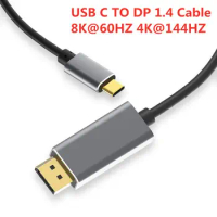 3 HDTV Aluminum Alloy Video Cord 8K 60Hz 4K 144Hz USB C to DP Cable Type-C to Displayport 1.4 For Laptop PC