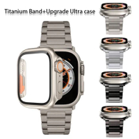 Ultra Case+Titanium Strap for Apple Watch Band 45mm 44mm 41mm 40mm Luxury Men's Titanium Bracelet for Iwatch 8 7 6 5 4 Se 3 2 1