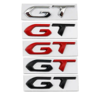 Car 3D Metal GT Logo Body Trunk Emblem Badge Decals Sticker For KIA Peugeot 206 207 208 301 405 406 407 508 2008 3008 5008